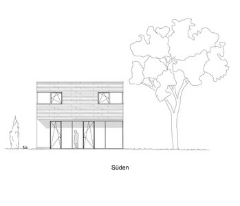 Skizzenzeichnung des Haus, das die Studentinnen Lisa Hofmann und Charlott Walter entworfen haben.