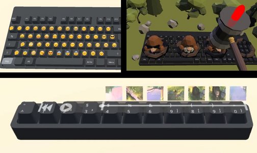 Emojis werden auf einer Tastatur virtuell eingeblendet (oben links).