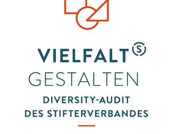 Das Logo mit geometrischen Formen in Orange über dem Text „Vielfalt Gestalten Diversity-Audit des Stifterverbandes Zertifikat 2018“ unterstreicht das Engagement der Hochschule Coburg für Vielfalt.