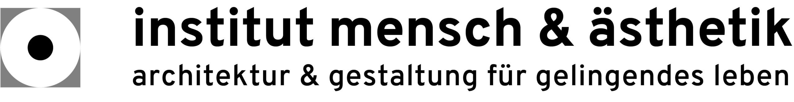 VDW25_IMA_Schrift-Logo 10 DEU einzeln Logo des "institut mensch & ästhetik" mit einem kreisförmigen abstrakten Muster auf der linken Seite. Unterhalb des Namens steht in kleinerer Schrift "architektur & gestaltung für gelingendes leben". Ideal für Veranstaltungen zum VDW-Aktionstag oder Aktionstag 2025. at Hochschule Coburg