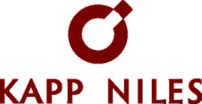 Das Logo von KAPP NILES besteht aus einem stilisierten kastanienbraunen Kreis mit einem diagonalen Balken, der über dem Firmennamen "KAPP NILES" in fetten kastanienbraunen Großbuchstaben steht und auf die Zusammenarbeit mit der Hochschule Coburg hinweist. at Hochschule Coburg