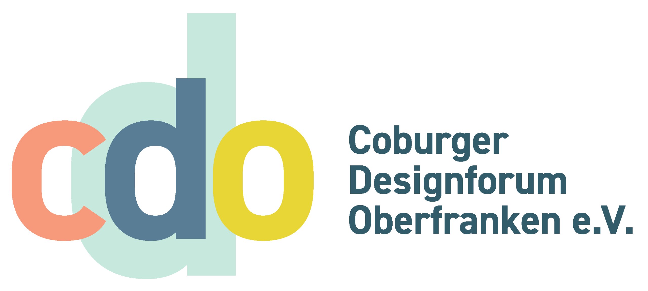 Logo für das Coburger Designforum Oberfranken e.V. mit den Buchstaben „cdo“ in farbenfrohen, sich überlappenden Formen, das häufig mit den Coburger Nachhaltigkeitstagen in Verbindung gebracht wird. at Hochschule Coburg