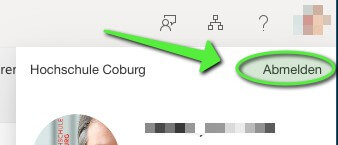 Screenshot mit Hinweis auf einen Abmelden-Link